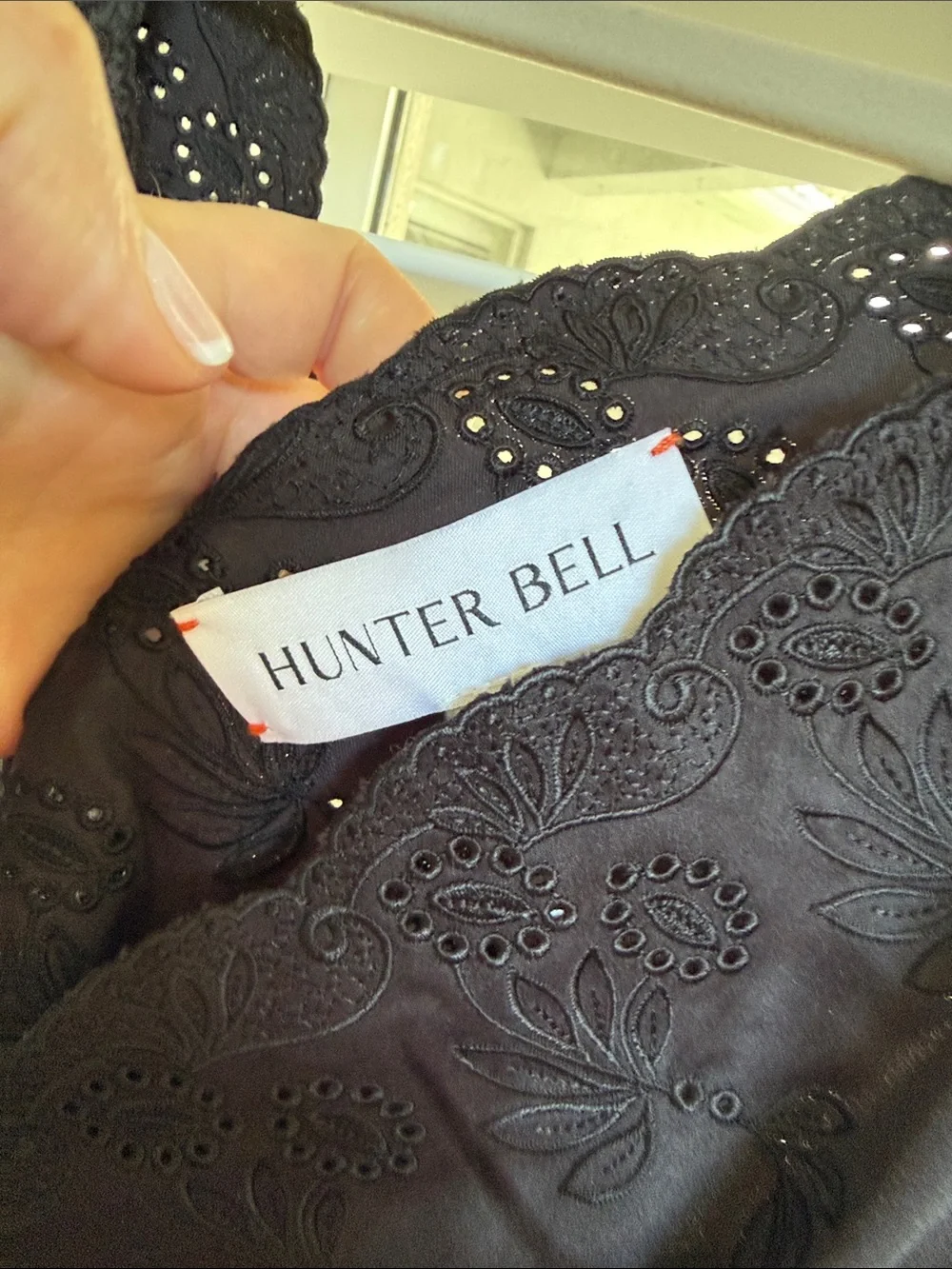Hunter Bell NWT Size 4 Lulu Dress Black Embroidered Satin